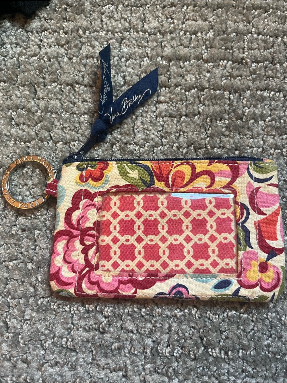 Vera Bradley Floral Zip ID Pouch with Key Ring